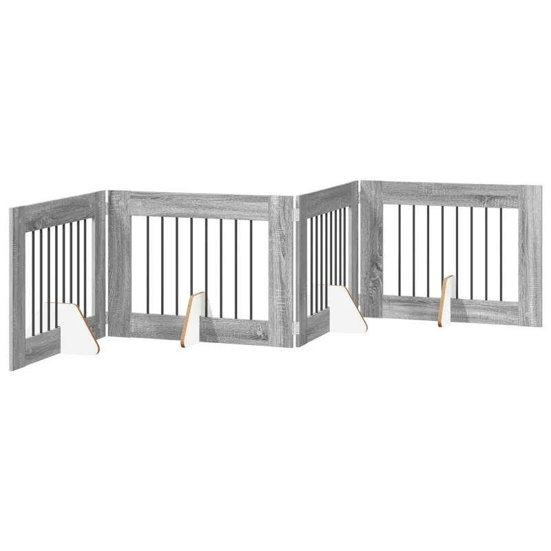 Šunų vartai su stovais 4 pcs Pilka sonoma ąžuolo 80 x 60 cm
