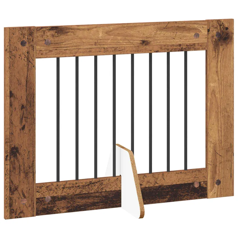 Šunų vartai su stovais 4 pcs Sendintos medienos 80 x 60 cm