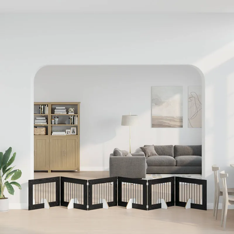 Šunų vartai su stovais 6 pcs Juodojo ąžuolo 80 x 60 cm