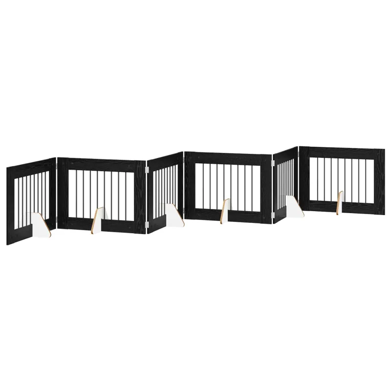 Šunų vartai su stovais 6 pcs Juodojo ąžuolo 80 x 60 cm