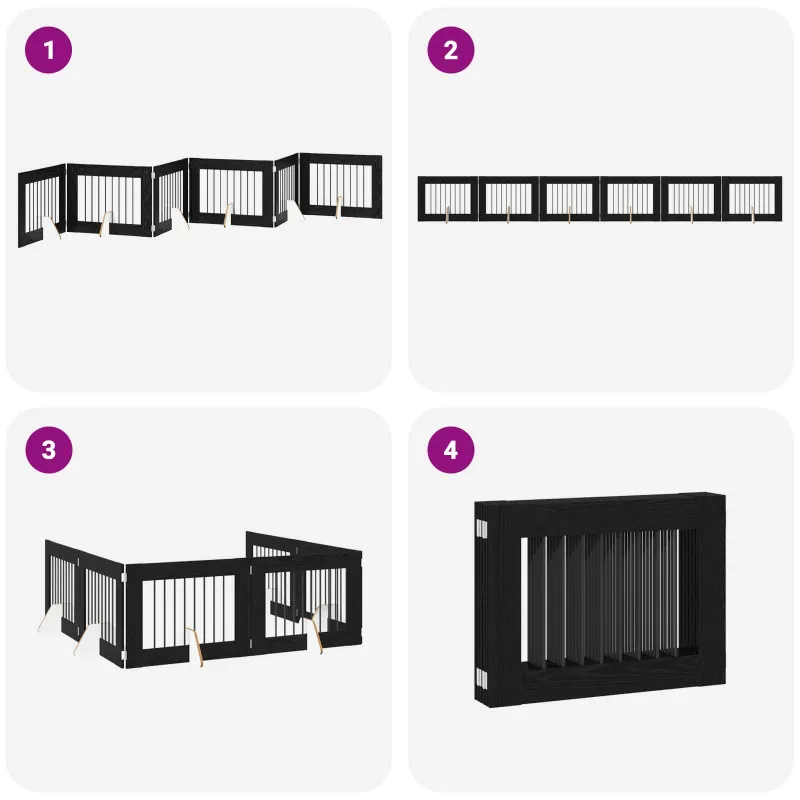 Šunų vartai su stovais 6 pcs Juodojo ąžuolo 80 x 60 cm