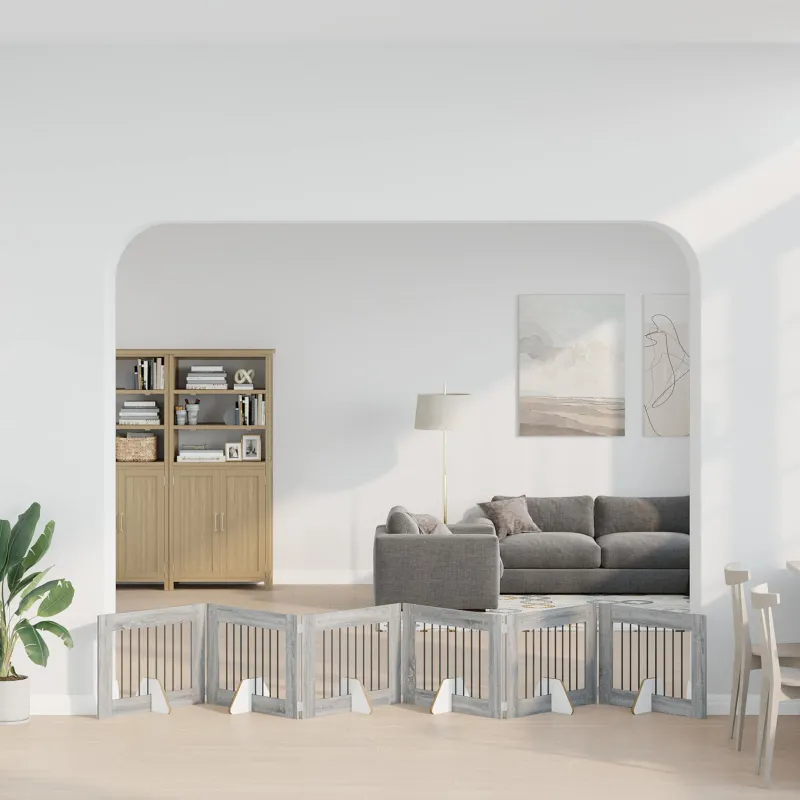 Šunų vartai su stovais 6 pcs Pilka sonoma ąžuolo 80 x 60 cm