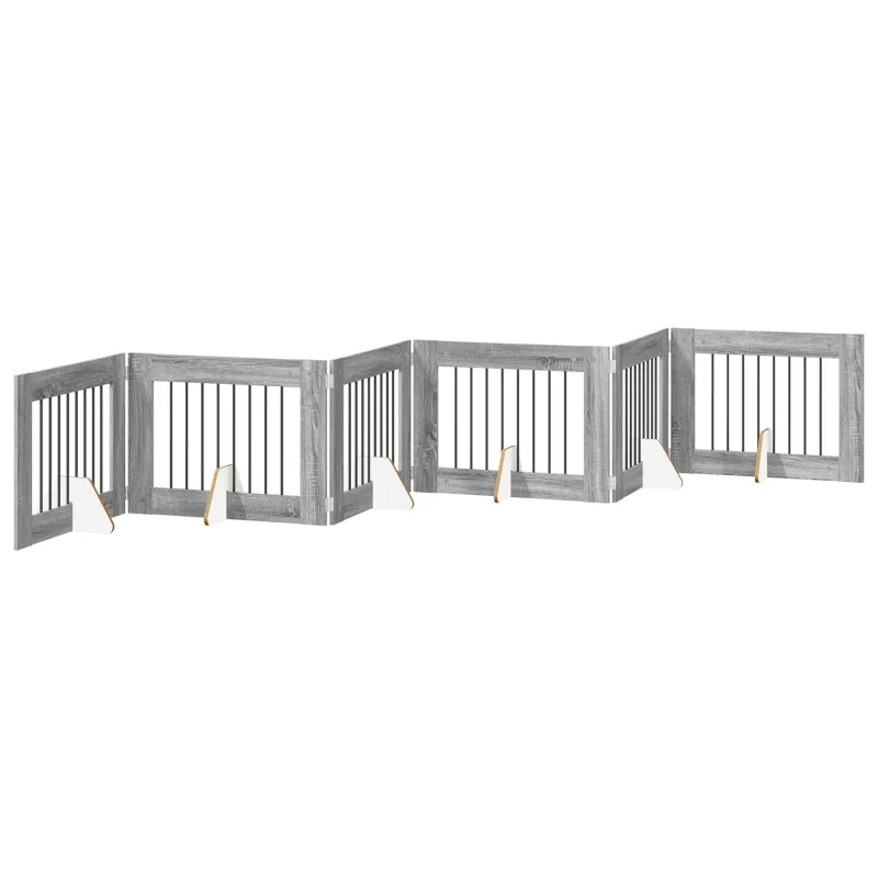 Šunų vartai su stovais 6 pcs Pilka sonoma ąžuolo 80 x 60 cm