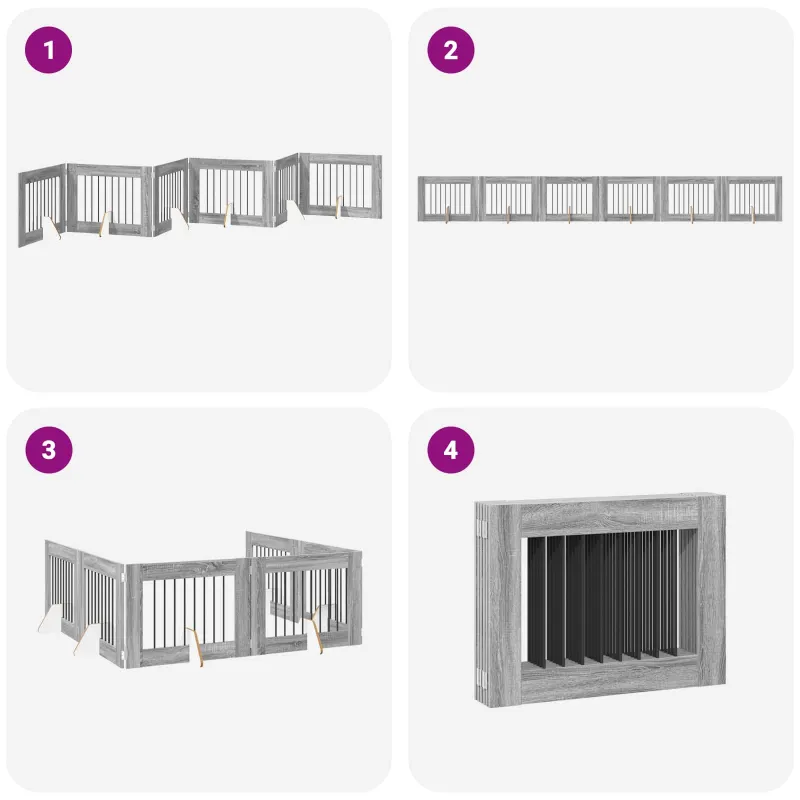 Šunų vartai su stovais 6 pcs Pilka sonoma ąžuolo 80 x 60 cm