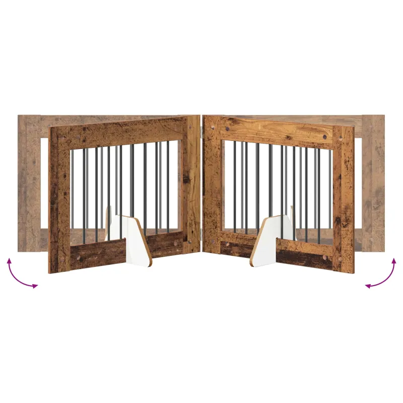 Šunų vartai su stovais 6 pcs Sendintos medienos 80 x 60 cm