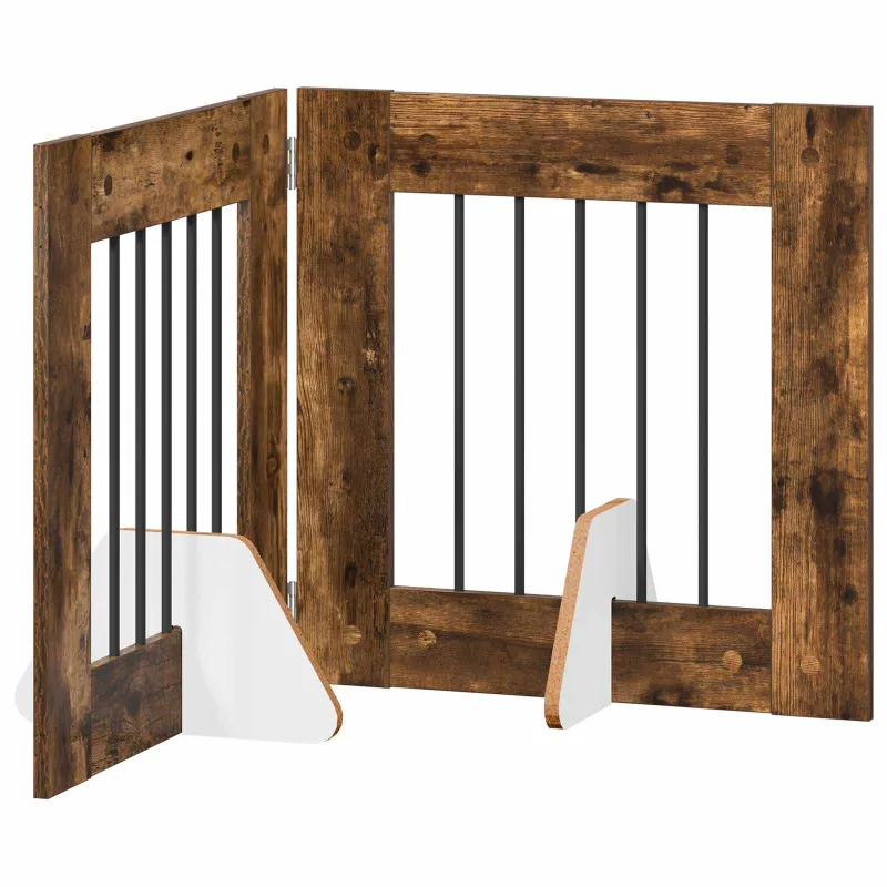 Šunų vartai su stovais 2 pcs Dūminio ąžuolo 60 x 60 cm