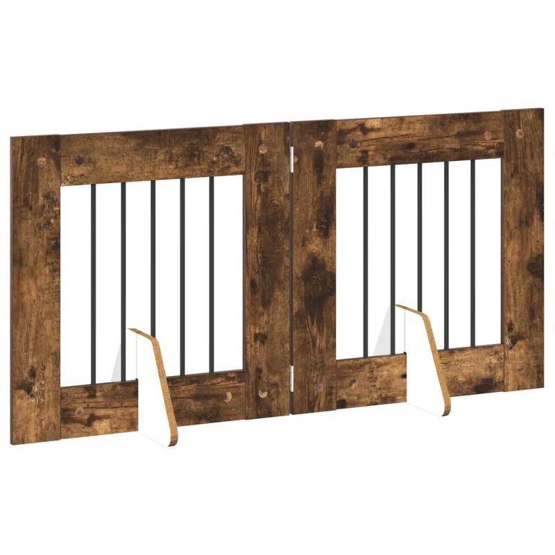 Šunų vartai su stovais 2 pcs Dūminio ąžuolo 60 x 60 cm