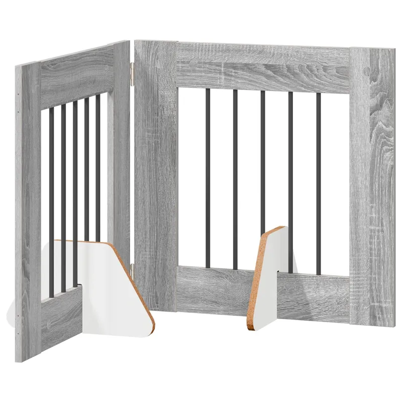 Šunų vartai su stovais 2 pcs Pilka sonoma ąžuolo 60 x 60 cm