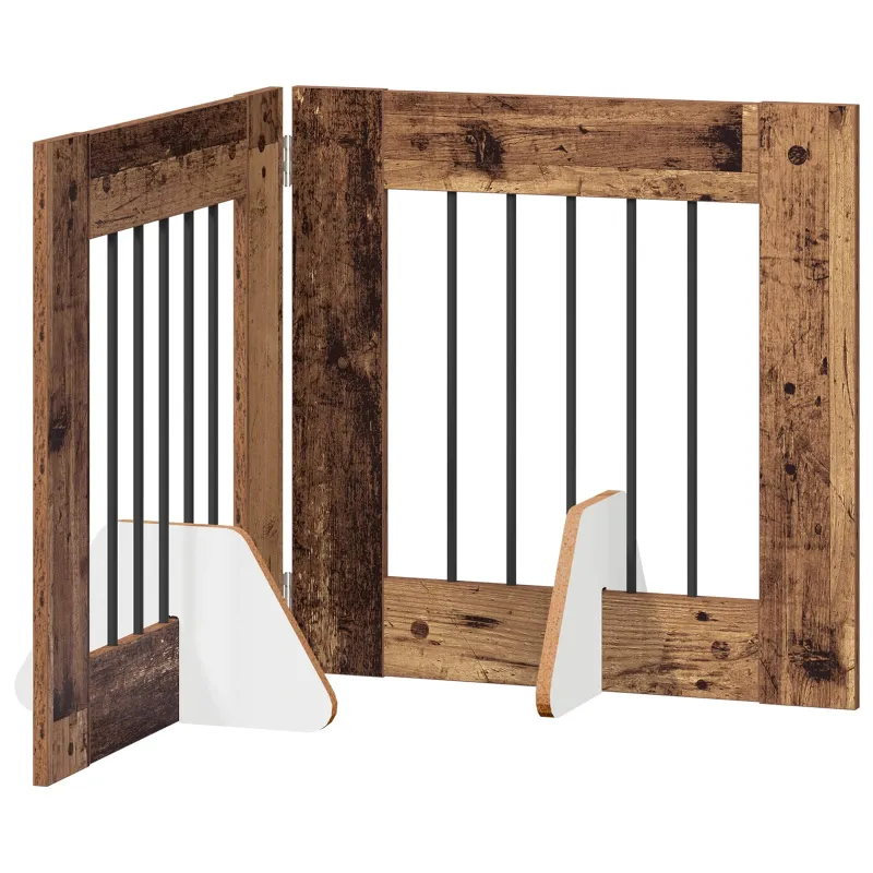 Šunų vartai su stovais 2 pcs Sendintos medienos 60 x 60 cm