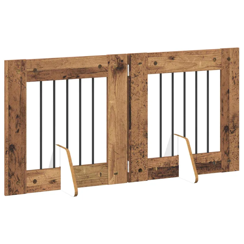Šunų vartai su stovais 2 pcs Sendintos medienos 60 x 60 cm
