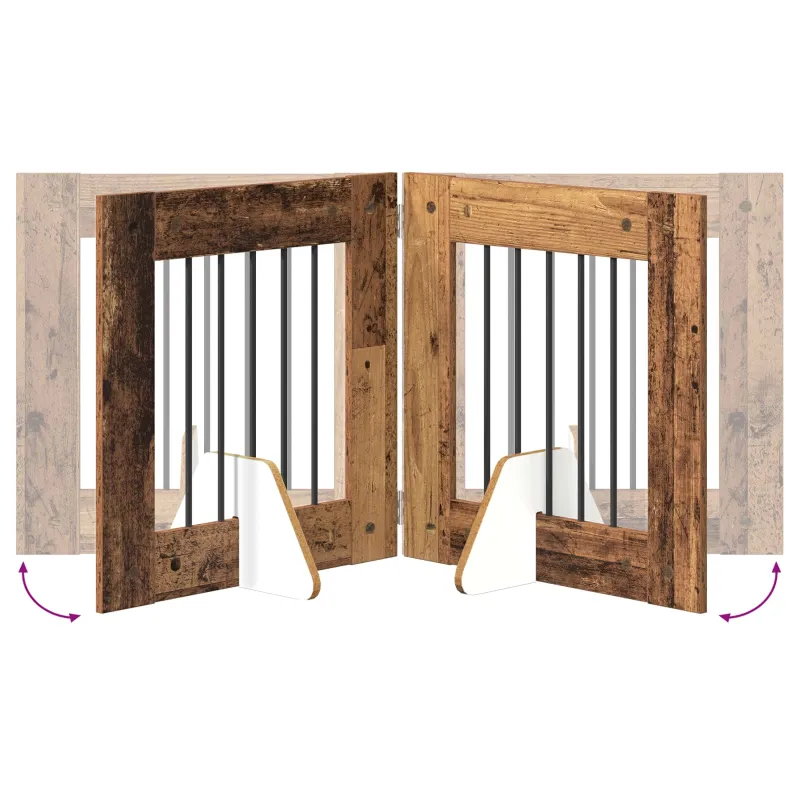 Šunų vartai su stovais 2 pcs Sendintos medienos 60 x 60 cm