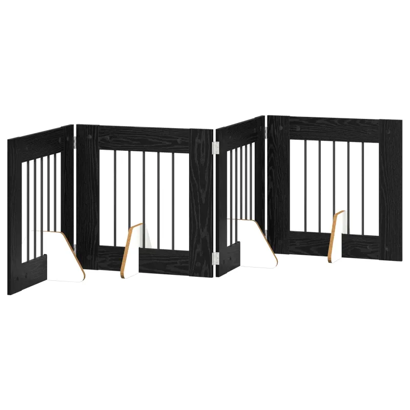 Šunų vartai su stovais 4 pcs Juodojo ąžuolo 60 x 60 cm