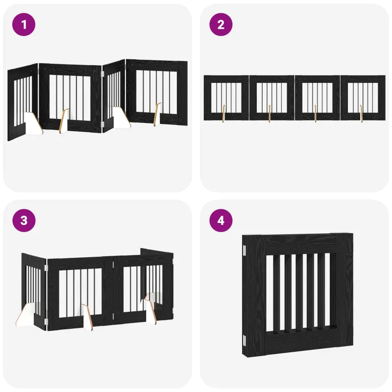 Šunų vartai su stovais 4 pcs Juodojo ąžuolo 60 x 60 cm