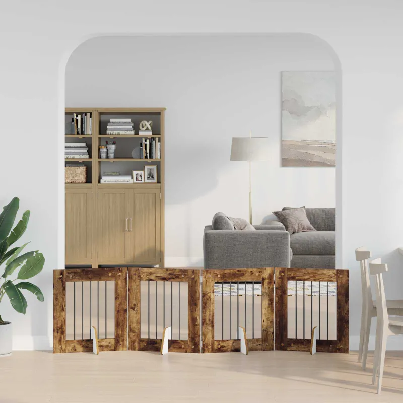 Šunų vartai su stovais 4 pcs Dūminio ąžuolo 60 x 60 cm