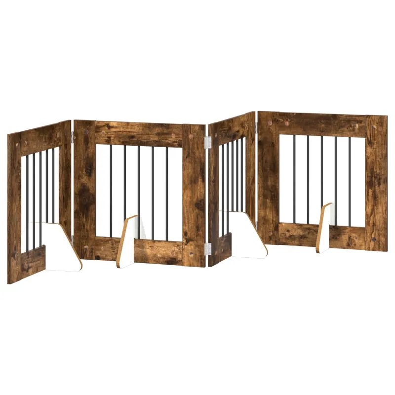 Šunų vartai su stovais 4 pcs Dūminio ąžuolo 60 x 60 cm