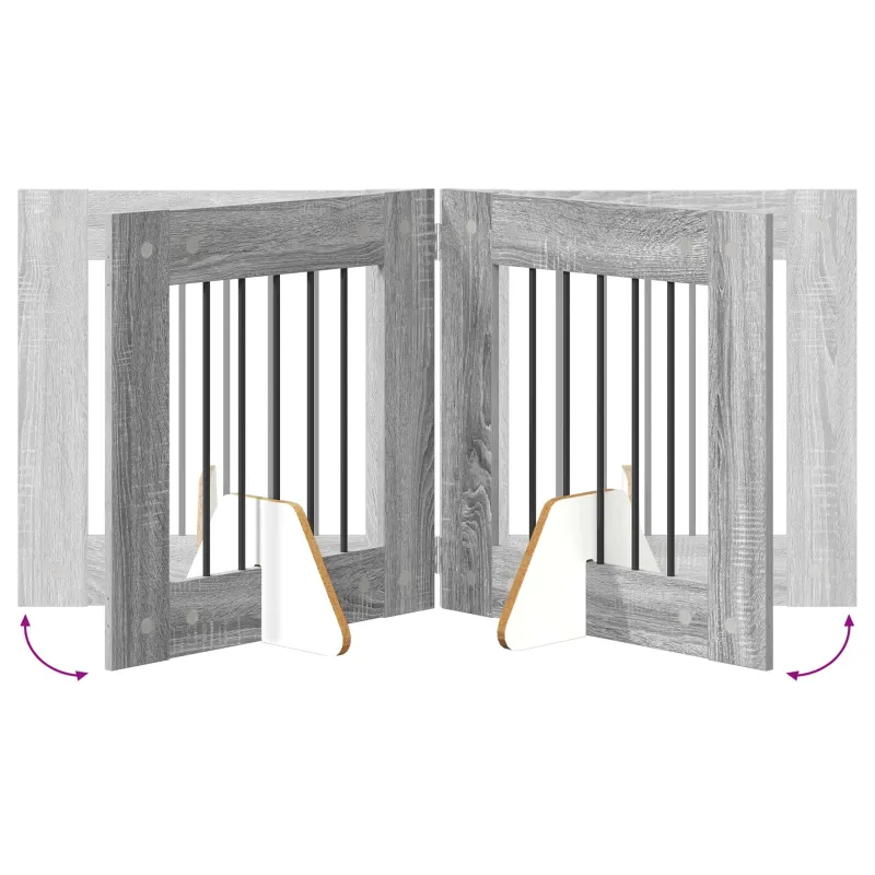 Šunų vartai su stovais 4 pcs Pilka sonoma ąžuolo 60 x 60 cm