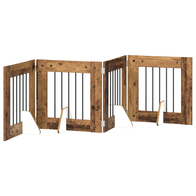 Šunų vartai su stovais 4 pcs Sendintos medienos 60 x 60 cm