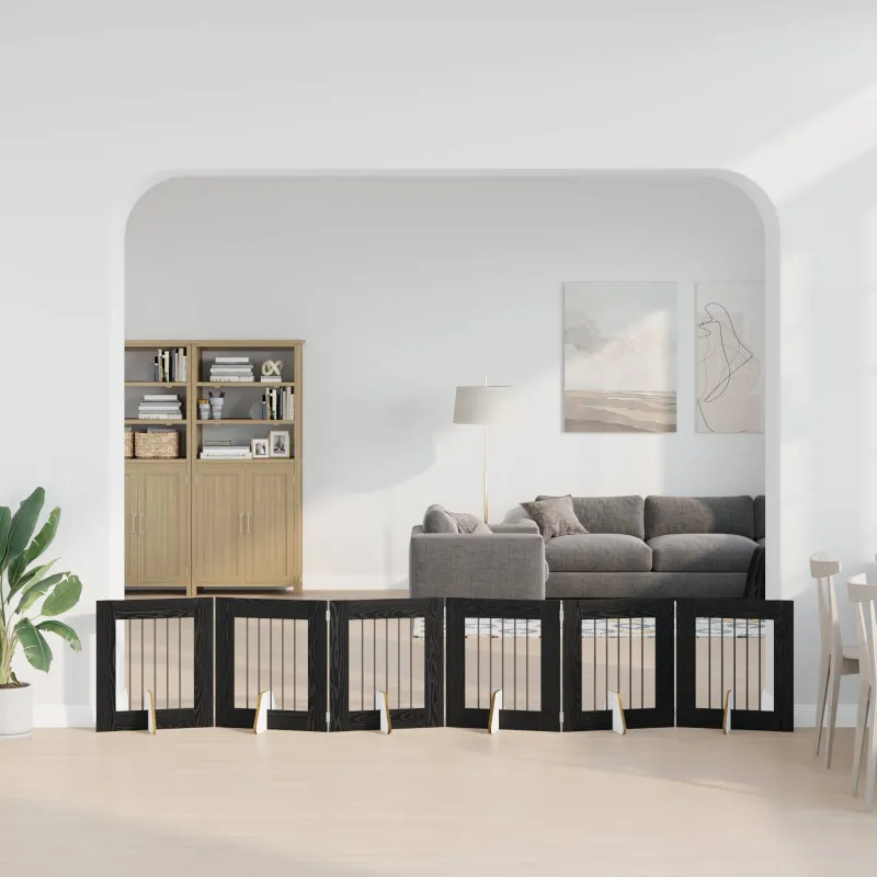Šunų vartai su stovais 6 pcs Juodojo ąžuolo 60 x 60 cm