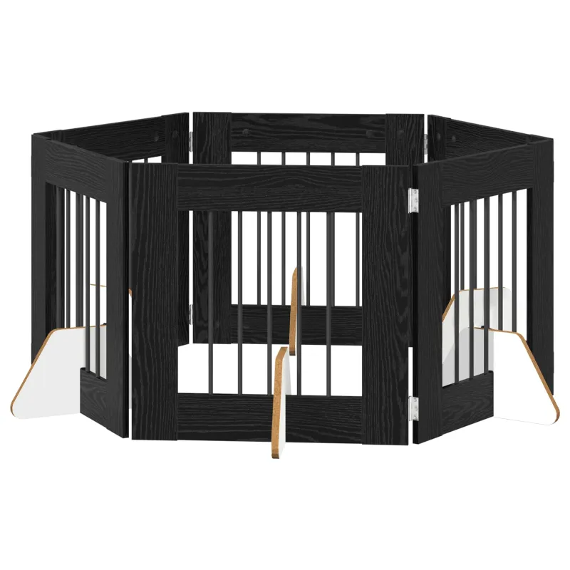 Šunų vartai su stovais 6 pcs Juodojo ąžuolo 60 x 60 cm