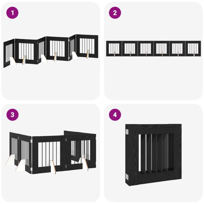 Šunų vartai su stovais 6 pcs Juodojo ąžuolo 60 x 60 cm