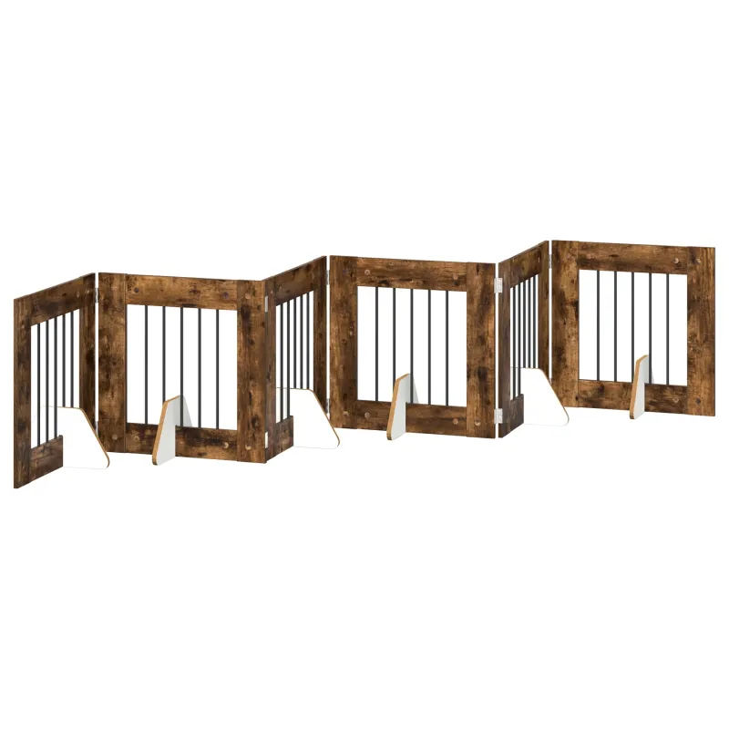 Šunų vartai su stovais 6 pcs Dūminio ąžuolo 60 x 60 cm