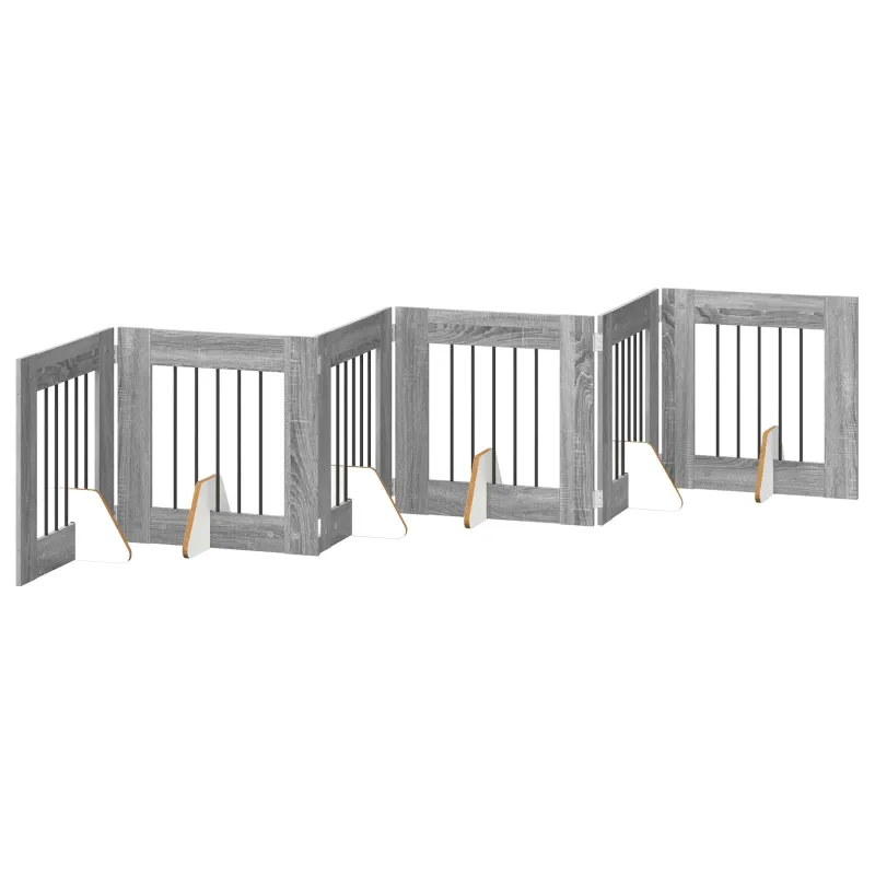Šunų vartai su stovais 6 pcs Pilka sonoma ąžuolo 60 x 60 cm
