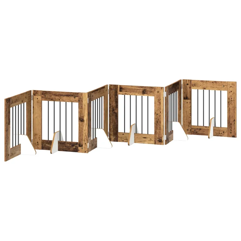 Šunų vartai su stovais 6 pcs Sendintos medienos 60 x 60 cm