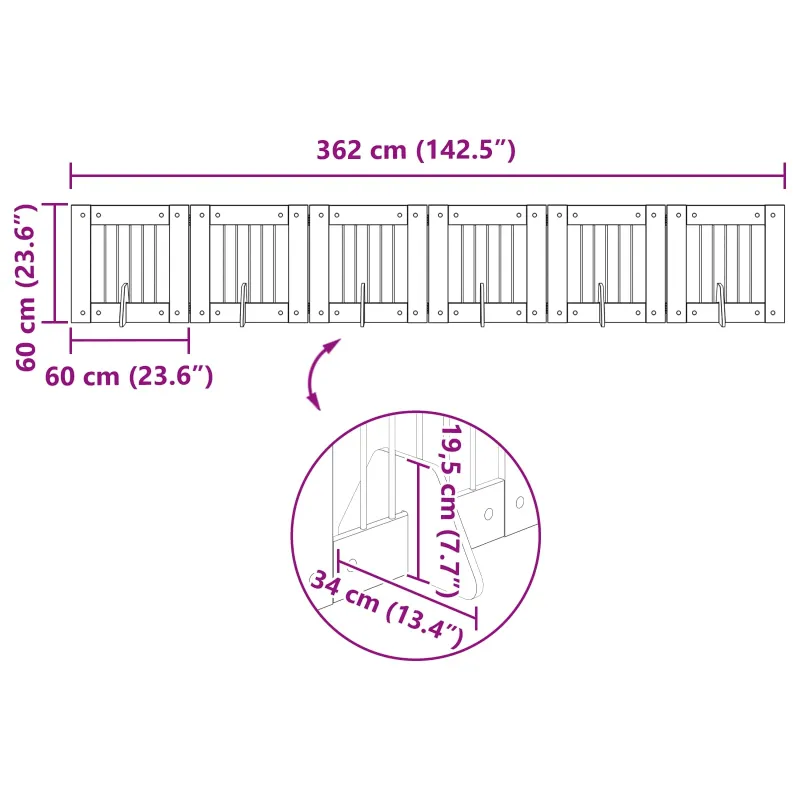 Šunų vartai su stovais 6 pcs Sendintos medienos 60 x 60 cm