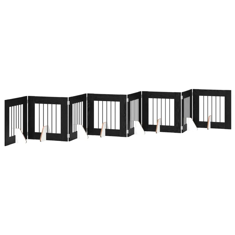 Šunų vartai su stovais 8 pcs Juodojo ąžuolo 60 x 60 cm