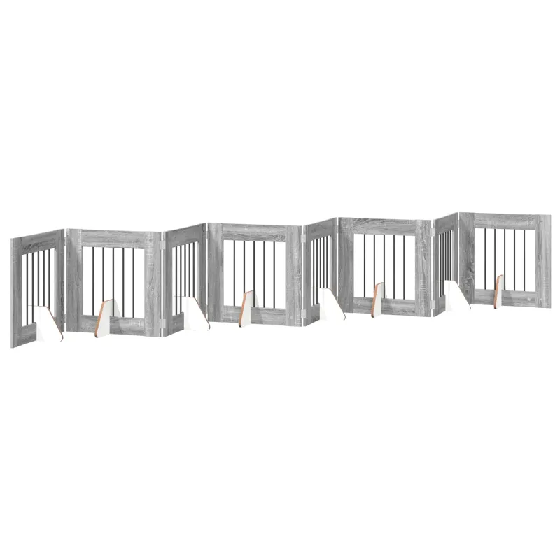 Šunų vartai su stovais 8 pcs Pilka sonoma ąžuolo 60 x 60 cm
