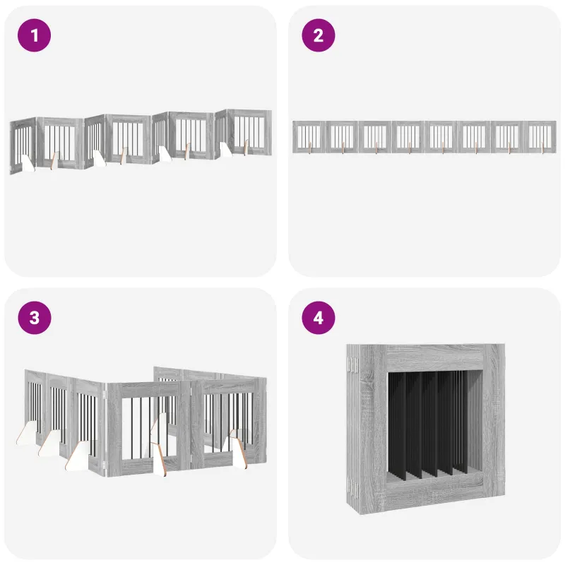 Šunų vartai su stovais 8 pcs Pilka sonoma ąžuolo 60 x 60 cm