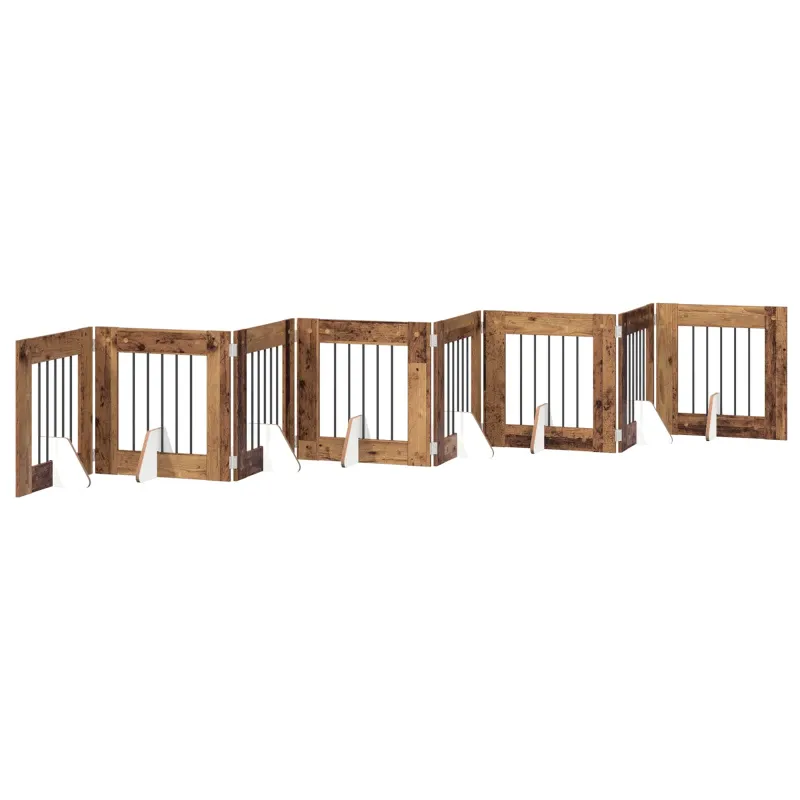 Šunų vartai su stovais 8 pcs Sendintos medienos 60 x 60 cm