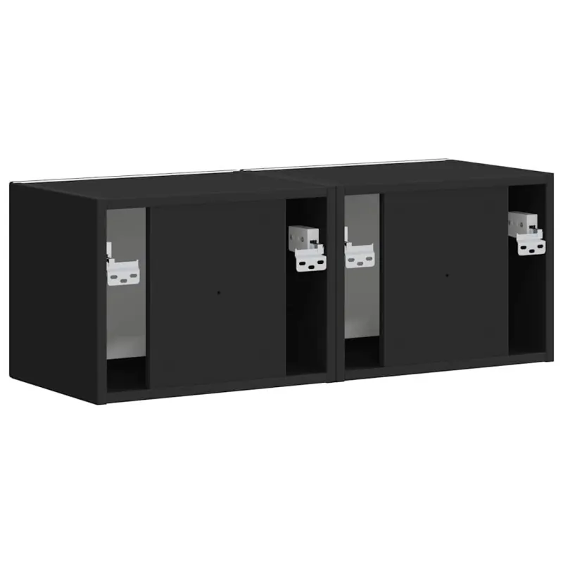 TV sieninė spintelė 2 pcs Juoda 39 x 31 x 29,5 cm