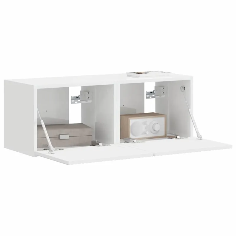 TV sieninė spintelė 2 pcs Blizgus baltas 39 x 31 x 29,5 cm
