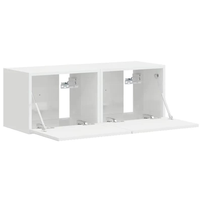 TV sieninė spintelė 2 pcs Blizgus baltas 39 x 31 x 29,5 cm