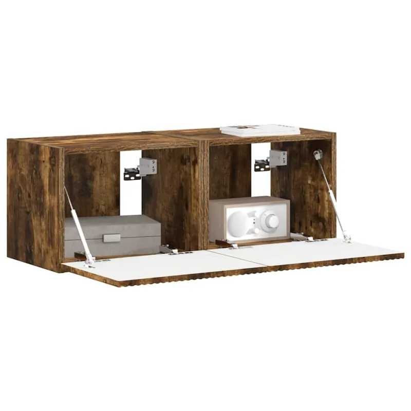 TV sieninė spintelė 2 pcs Rūkyta ąžuolas 39 x 31 x 29,5 cm