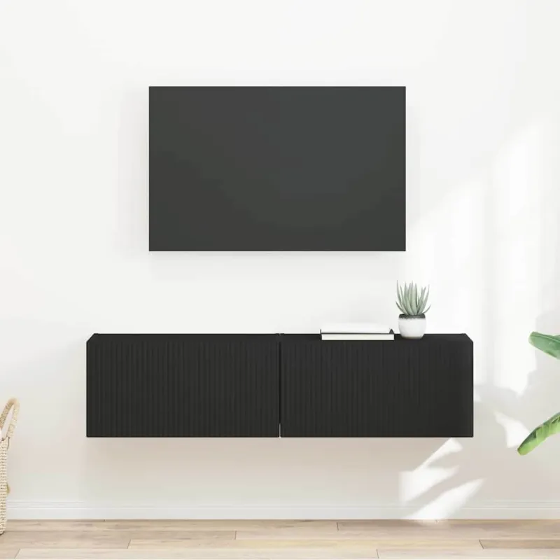 TV sieninė spintelė 2 pcs Juoda 60 x 31 x 29,5 cm