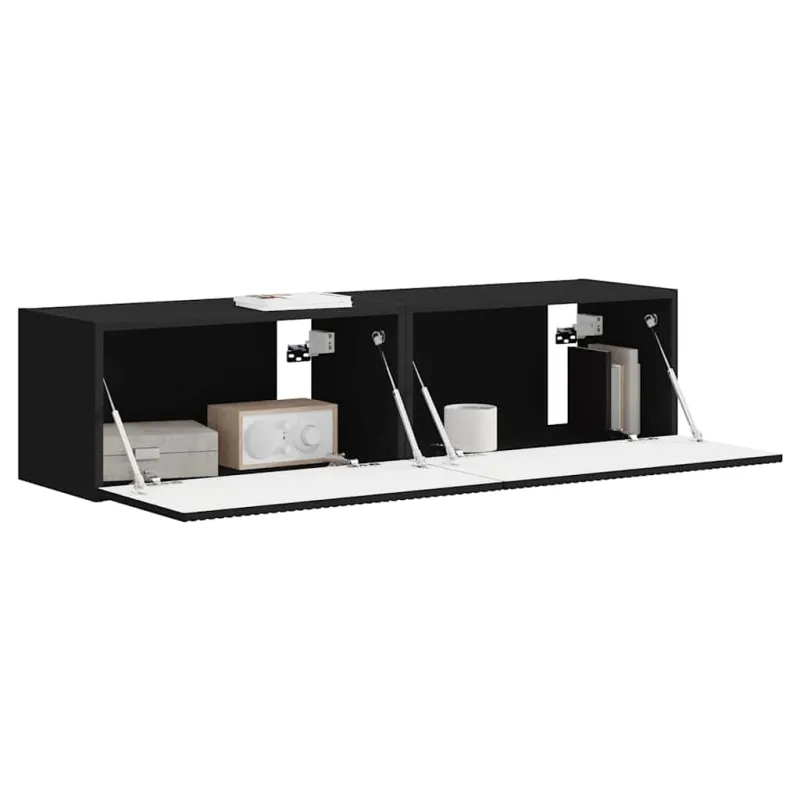 TV sieninė spintelė 2 pcs Juoda 60 x 31 x 29,5 cm