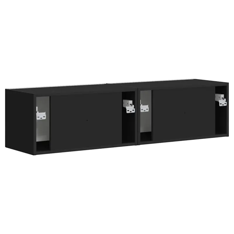 TV sieninė spintelė 2 pcs Juoda 60 x 31 x 29,5 cm