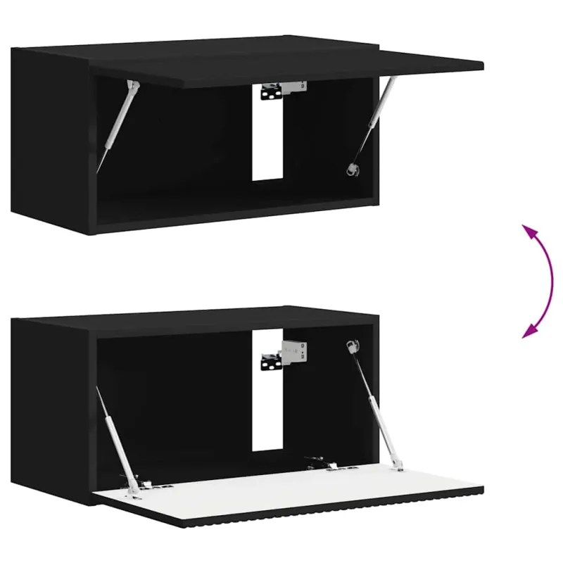 TV sieninė spintelė 2 pcs Juoda 60 x 31 x 29,5 cm