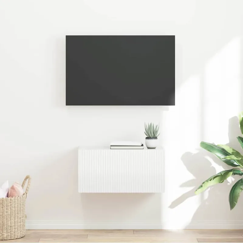 TV sieninė spintelė Blizgus baltas 60 x 31 x 29,5 cm