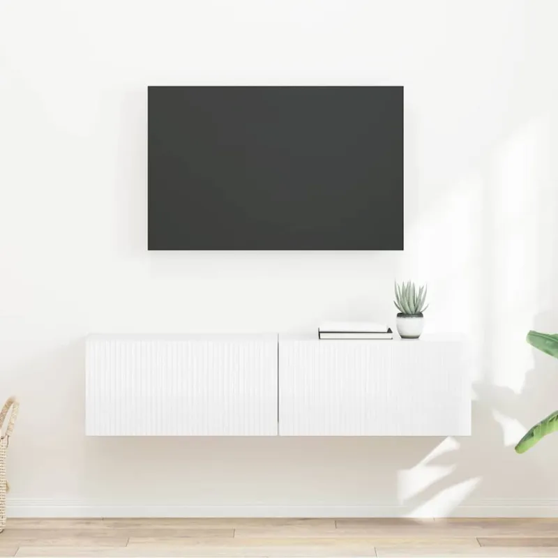 TV sieninė spintelė 2 pcs Blizgus baltas 60 x 31 x 29,5 cm