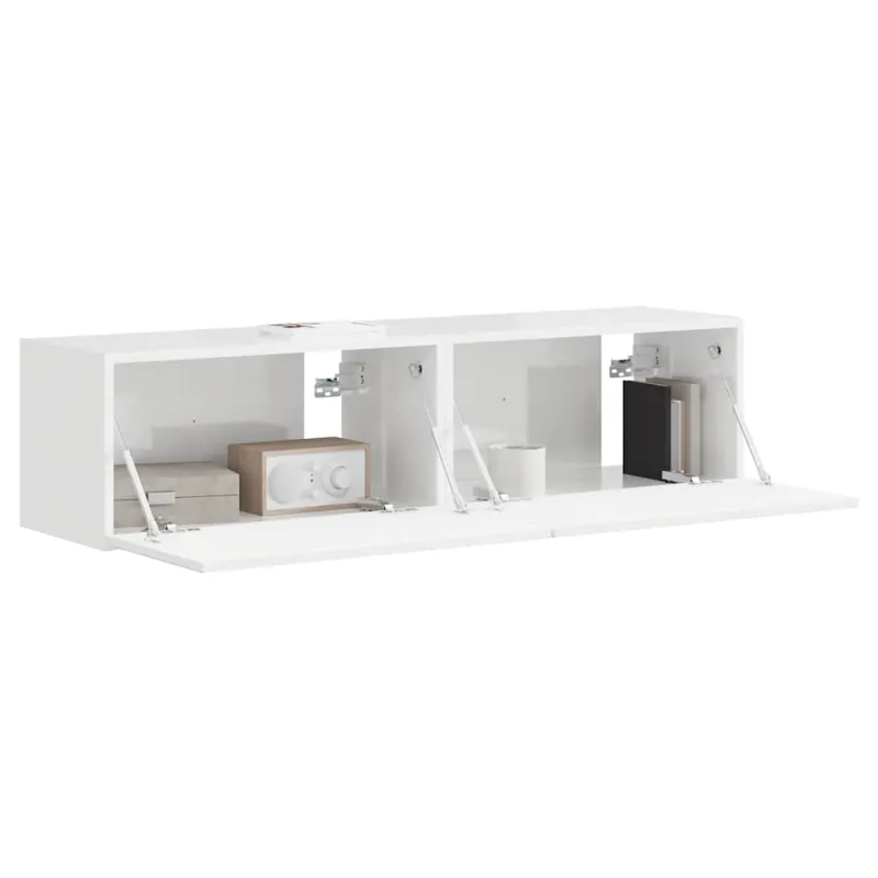 TV sieninė spintelė 2 pcs Blizgus baltas 60 x 31 x 29,5 cm
