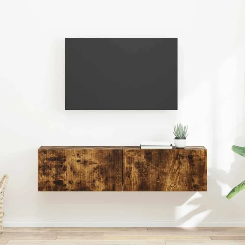 TV sieninė spintelė 2 pcs Rūkyta ąžuolas 60 x 31 x 29,5 cm