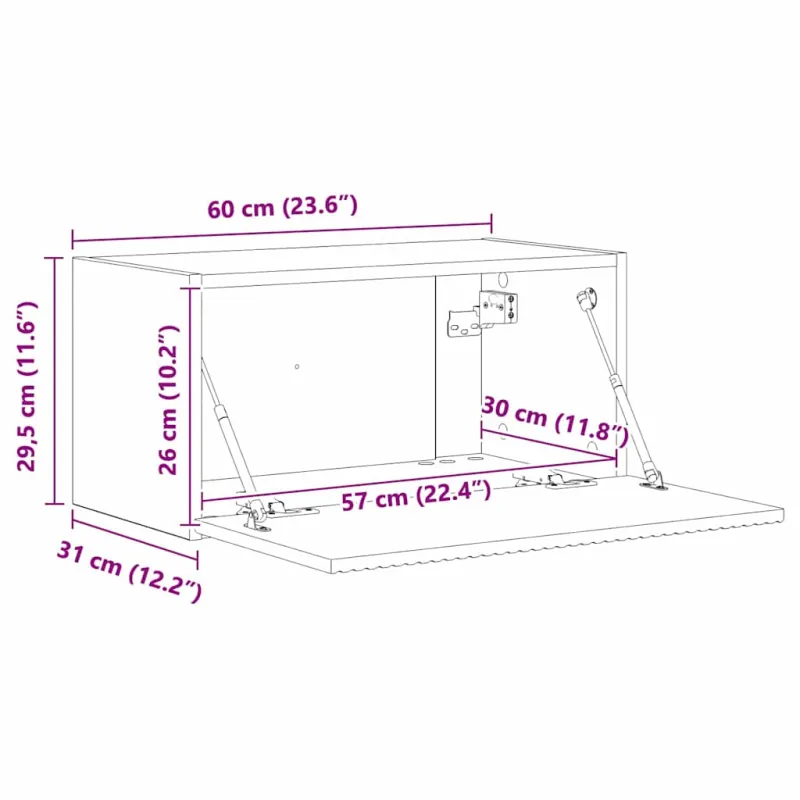 TV sieninė spintelė Pilkas Sonoma 60 x 31 x 29,5 cm