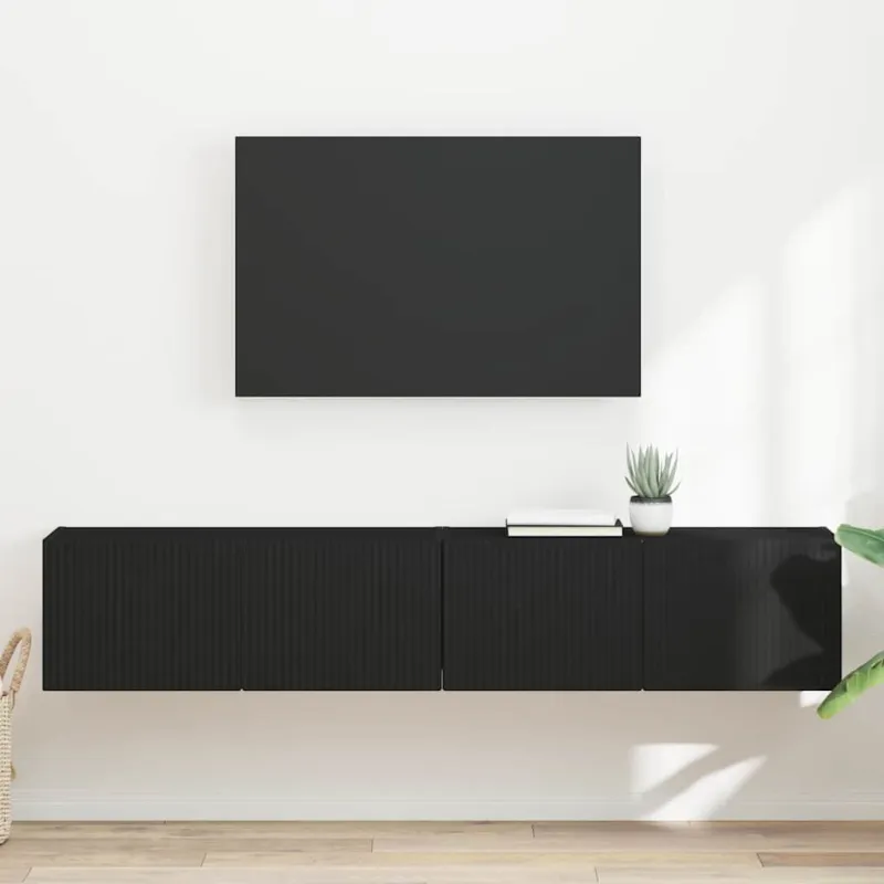 TV sieninė spintelė 2 pcs Juoda 78,5 x 31 x 29,5 cm