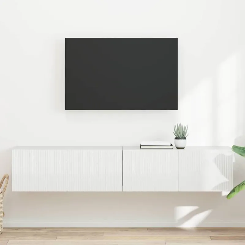TV sieninė spintelė 2 pcs Blizgus baltas 78,5 x 31 x 29,5 cm