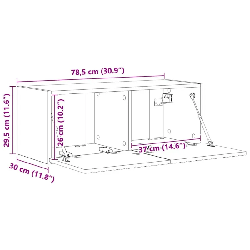TV sieninė spintelė Pilkas Sonoma 78,5 x 31 x 29,5 cm