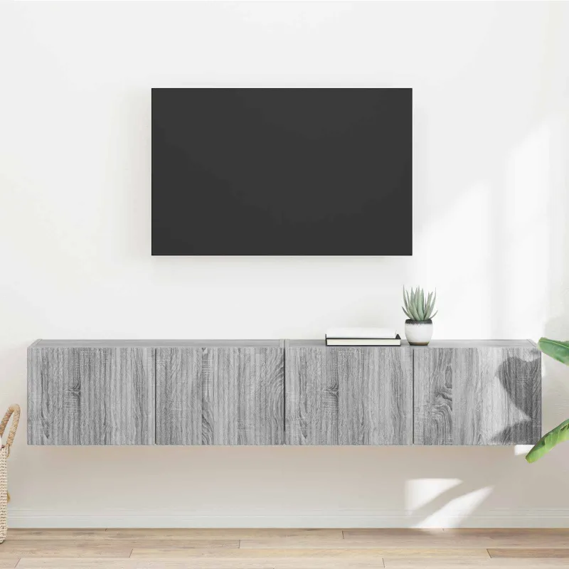 TV sieninė spintelė 2 pcs Pilkas Sonoma 78,5 x 31 x 29,5 cm