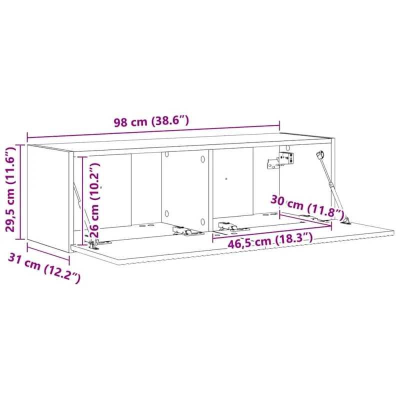 TV sieninė spintelė Betoninė 98 x 31 x 29,5 cm Apdirbta mediena